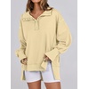 image:imageANRABESS Womens Sweatshirts Oversized Casual Loose Button Up Henley Pullover Top High Low Split 2026 Fall Fashion OutfitsBeige