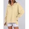 image:imageANRABESS Womens Sweatshirts Oversized Casual Loose Button Up Henley Pullover Top High Low Split 2026 Fall Fashion OutfitsBeige
