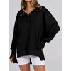 image:imageANRABESS Womens Sweatshirts Oversized Casual Loose Button Up Henley Pullover Top High Low Split 2026 Fall Fashion OutfitsBlack