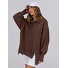 image:imageANRABESS Womens Sweatshirts Oversized Casual Loose Button Up Henley Pullover Top High Low Split 2026 Fall Fashion OutfitsCoffee
