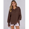 image:imageANRABESS Womens Sweatshirts Oversized Casual Loose Button Up Henley Pullover Top High Low Split 2026 Fall Fashion OutfitsCoffee