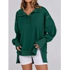 image:imageANRABESS Womens Sweatshirts Oversized Casual Loose Button Up Henley Pullover Top High Low Split 2026 Fall Fashion OutfitsForest