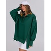 image:imageANRABESS Womens Sweatshirts Oversized Casual Loose Button Up Henley Pullover Top High Low Split 2026 Fall Fashion OutfitsForest