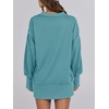 image:imageANRABESS Womens Sweatshirts Oversized Casual Loose Button Up Henley Pullover Top High Low Split 2026 Fall Fashion OutfitsLake Green