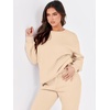 image:imageANRABESS Womens Two Piece Outfits Sweatsuit Lounge Set Long Sleeve Crewneck Sweatshirt Jogger Pants Tracksuit 2026 Fall SetsBeige