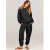 image:imageANRABESS Womens Two Piece Outfits Sweatsuit Lounge Set Long Sleeve Crewneck Sweatshirt Jogger Pants Tracksuit 2026 Fall SetsBlack