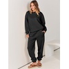 image:imageANRABESS Womens Two Piece Outfits Sweatsuit Lounge Set Long Sleeve Crewneck Sweatshirt Jogger Pants Tracksuit 2026 Fall SetsBlack