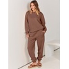 image:imageANRABESS Womens Two Piece Outfits Sweatsuit Lounge Set Long Sleeve Crewneck Sweatshirt Jogger Pants Tracksuit 2026 Fall SetsCoffee