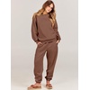image:imageANRABESS Womens Two Piece Outfits Sweatsuit Lounge Set Long Sleeve Crewneck Sweatshirt Jogger Pants Tracksuit 2026 Fall SetsCoffee