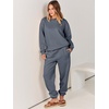 image:imageANRABESS Womens Two Piece Outfits Sweatsuit Lounge Set Long Sleeve Crewneck Sweatshirt Jogger Pants Tracksuit 2026 Fall SetsDark Grey