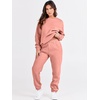 image:imageANRABESS Womens Two Piece Outfits Sweatsuit Lounge Set Long Sleeve Crewneck Sweatshirt Jogger Pants Tracksuit 2026 Fall SetsDark Pink