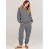 image:imageANRABESS Womens Two Piece Outfits Sweatsuit Lounge Set Long Sleeve Crewneck Sweatshirt Jogger Pants Tracksuit 2026 Fall SetsDeep Grey