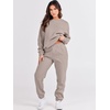 image:imageANRABESS Womens Two Piece Outfits Sweatsuit Lounge Set Long Sleeve Crewneck Sweatshirt Jogger Pants Tracksuit 2026 Fall SetsLight Khaki