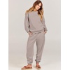 image:imageANRABESS Womens Two Piece Outfits Sweatsuit Lounge Set Long Sleeve Crewneck Sweatshirt Jogger Pants Tracksuit 2026 Fall SetsLight Khaki