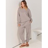 image:imageANRABESS Womens Two Piece Outfits Sweatsuit Lounge Set Long Sleeve Crewneck Sweatshirt Jogger Pants Tracksuit 2026 Fall SetsLight Khaki