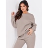 image:imageANRABESS Womens Two Piece Outfits Sweatsuit Lounge Set Long Sleeve Crewneck Sweatshirt Jogger Pants Tracksuit 2026 Fall SetsLight Khaki