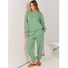 image:imageANRABESS Womens Two Piece Outfits Sweatsuit Lounge Set Long Sleeve Crewneck Sweatshirt Jogger Pants Tracksuit 2026 Fall SetsMint Green