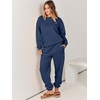 image:imageANRABESS Womens Two Piece Outfits Sweatsuit Lounge Set Long Sleeve Crewneck Sweatshirt Jogger Pants Tracksuit 2026 Fall SetsNavy Blue