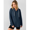 image:imageANRABESS Womens Waffle Knit Long Sleeve V Neck Hoodie  Drawstring Loose Fit Tops Curved Hem Lightweight Cozy Oversized Sweatshirt for Office Daily Leggings Outfits Fall amp WinterNavy Blue