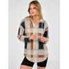 image:imageANRABESS Womens Waffle Knit Long Sleeve V Neck Hoodie  Drawstring Loose Fit Tops Curved Hem Lightweight Cozy Oversized Sweatshirt for Office Daily Leggings Outfits Fall amp WinterCoffee Plaid