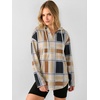 image:imageANRABESS Womens Waffle Knit Long Sleeve V Neck Hoodie  Drawstring Loose Fit Tops Curved Hem Lightweight Cozy Oversized Sweatshirt for Office Daily Leggings Outfits Fall amp WinterCoffee Plaid