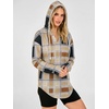 image:imageANRABESS Womens Waffle Knit Long Sleeve V Neck Hoodie  Drawstring Loose Fit Tops Curved Hem Lightweight Cozy Oversized Sweatshirt for Office Daily Leggings Outfits Fall amp WinterCoffee Plaid