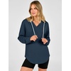 image:imageANRABESS Womens Waffle Knit Long Sleeve V Neck Hoodie  Drawstring Loose Fit Tops Curved Hem Lightweight Cozy Oversized Sweatshirt for Office Daily Leggings Outfits Fall amp WinterNavy Blue
