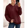 image:imageANRABESS Womens Waffle Oversized Hoodie with Pockets  Cozy Lightweight Hooded Sweatshirts Raglan Sleeve with Pocket Loose School Office Casual Wear Fall Winter Pullover TopsWine Red