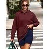 image:imageANRABESS Womens Waffle Oversized Hoodie with Pockets  Cozy Lightweight Hooded Sweatshirts Raglan Sleeve with Pocket Loose School Office Casual Wear Fall Winter Pullover TopsWine Red