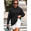 image:imageANRABESS Womens Waffle Oversized Hoodie with Pockets  Cozy Lightweight Hooded Sweatshirts Raglan Sleeve with Pocket Loose School Office Casual Wear Fall Winter Pullover TopsBlack