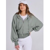 image:imageANRABESS Womens Zip Up Hoodie Cropped Sweatshirt  Soft Comfy Casual Jacket Workout amp Daily Wear Cute Y2K Clothes Fall Spring Transition OutfitsSage Green