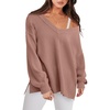 image:imageANRABESS Oversized Long Sleeve Shirts for Women Off the Shoulder Sweatshirt Loose V Neck Tunic Tops High Low Sweater 2026Deep Apricot