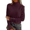 image:imageANRABESS Turtleneck Sweaters for Women Long Sleeve Dressy Casual Soft Knitted Button Pullover Tops 2026 Fall Winter ClothesWine Red