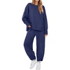 image:imageANRABESS Womens 2 Piece Outfits Sweatsuits Oversized Sweatshirts Barrel Pants Matching Lounge Sets 2026 Fall Travel ClothesNavy Blue