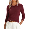 image:imageANRABESS Womens Lightweight Wool Blend Fitted Sweaters  Soft KnitSlimLong Sleeve Crewneck Pullover TopClassic BasicBusiness Casual Work OfficeFall Spring Transition ClothesWine Red