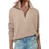 image:imageANRABESS Womens Long Sleeve Polo Sweaters Knit Button Shirt Lightweight Dressy Casual Basic Pullover Tops 2026 Fall FashionTan