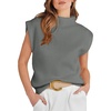 image:imageANRABESS Womens Mock Neck Sleeveless Sweater Vest Casual Cap Sleeve Knit Pullover Tank Tops 2026 Fall ClothesGray Green