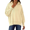 image:imageANRABESS Womens Oversized Fashion Long Sleeve Quarter Zip Baggy Loose Slouchy Sweater Pullover Tops 2026 Fall OutfitsApricot