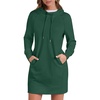 image:imageANRABESS Womens Sweatshirt Dress Long Sleeve Hoodies Mini Dresses Fleece Casual Hoodie with Pockets 2026 Fall FashionGreen