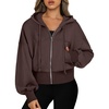 image:imageANRABESS Womens Zip Up Hoodie Cropped Sweatshirt  Soft Comfy Casual Jacket Workout amp Daily Wear Cute Y2K Clothes Fall Spring Transition OutfitsCoffee