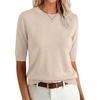 image:imageANRABESS Wool Blend Short Sleeve Sweaters for Women  Lightweight Soft knit Pullover Crew Neck Half Sleeve Work Business Casual Outfits Summer Spring Fall ShirtsParchment