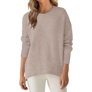 image:imageANRABESS Sweaters for Women 2026 Fall Long Sleeve Casual Loose Fit Knitted High Low Hem Basic Pullover Sweater TopsKhaki
