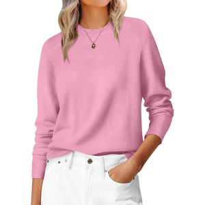 image:imageANRABESS Sweaters for Women 2026 Long Sleeve Crewneck Loose Fit Lightweight Knit Basic Fall Sweater OutfitsCoral Pink
