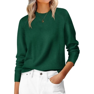 image:imageANRABESS Sweaters for Women 2026 Long Sleeve Crewneck Loose Fit Lightweight Knit Basic Fall Sweater OutfitsGreen