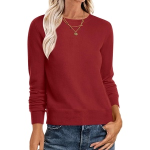 image:imageANRABESS Sweaters for Women Long Sleeve Lightweight Crewneck Soft Basic Knit Loose Fit Pullover Top 2026 Fall Trendy OutfitsBrick Red