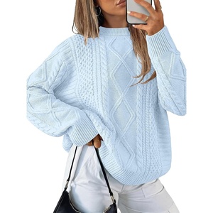 image:imageANRABESS Sweaters for Women Oversized Cable Knit Fall Long Sleeve Crewneck Casual Pullover Sweater Tops 2026 Winter OutfitsSky