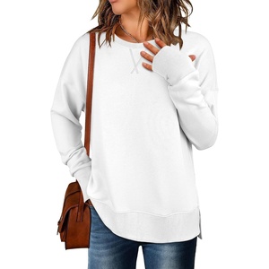image:imageANRABESS Sweatshirts for Women 2026 Fall Long Sleeve Shirts Oversized Crewneck Lightweight Side Split Casual Pullover TopsWhite