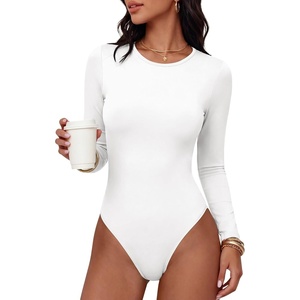 image:imageANRABESS Women Long Sleeve Bodysuits UPF 50  Sun Protection Soft Stretchy Crew Neck Slim Fit Body Suit Top Spring Fall Casual Vacation amp Work Office Everyday WearWhite