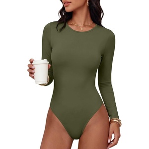 image:imageANRABESS Women Long Sleeve Bodysuits UPF 50  Sun Protection Soft Stretchy Crew Neck Slim Fit Body Suit Top Spring Fall Casual Vacation amp Work Office Everyday WearArmy Green