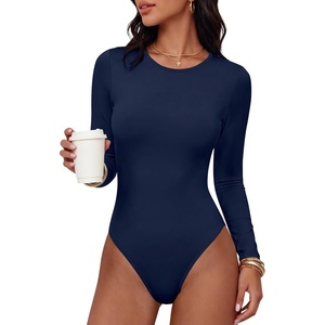 image:imageANRABESS Women Long Sleeve Bodysuits UPF 50  Sun Protection Soft Stretchy Crew Neck Slim Fit Body Suit Top Spring Fall Casual Vacation amp Work Office Everyday WearNavy Blue